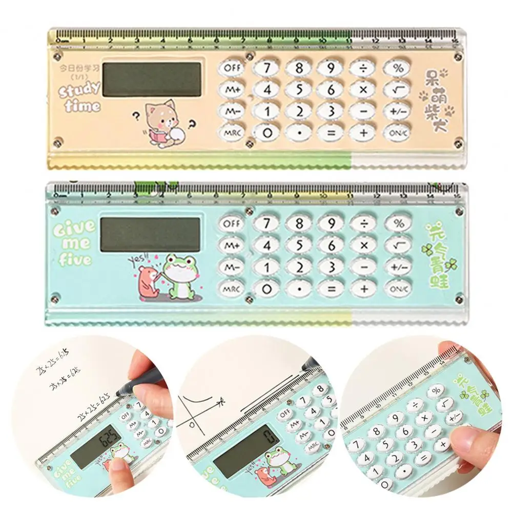 Student Ruler Calculator Multifunctional Large Display Screen Stationery 8 Digits Handheld Calculator School