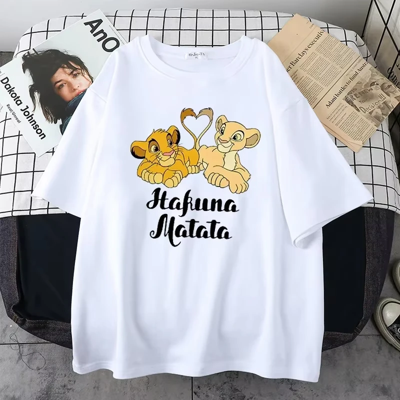 

MINISO The Lion King Print Women's T-shirt Harajuku Women's T-shirt Summer New Street Loose Casual Tops Y2k Streetwear