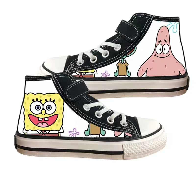 Spongebob Squarepants Canvas child shoes plus Male And Female Students Casual Korean Edition Versatile Youth women flats shoes