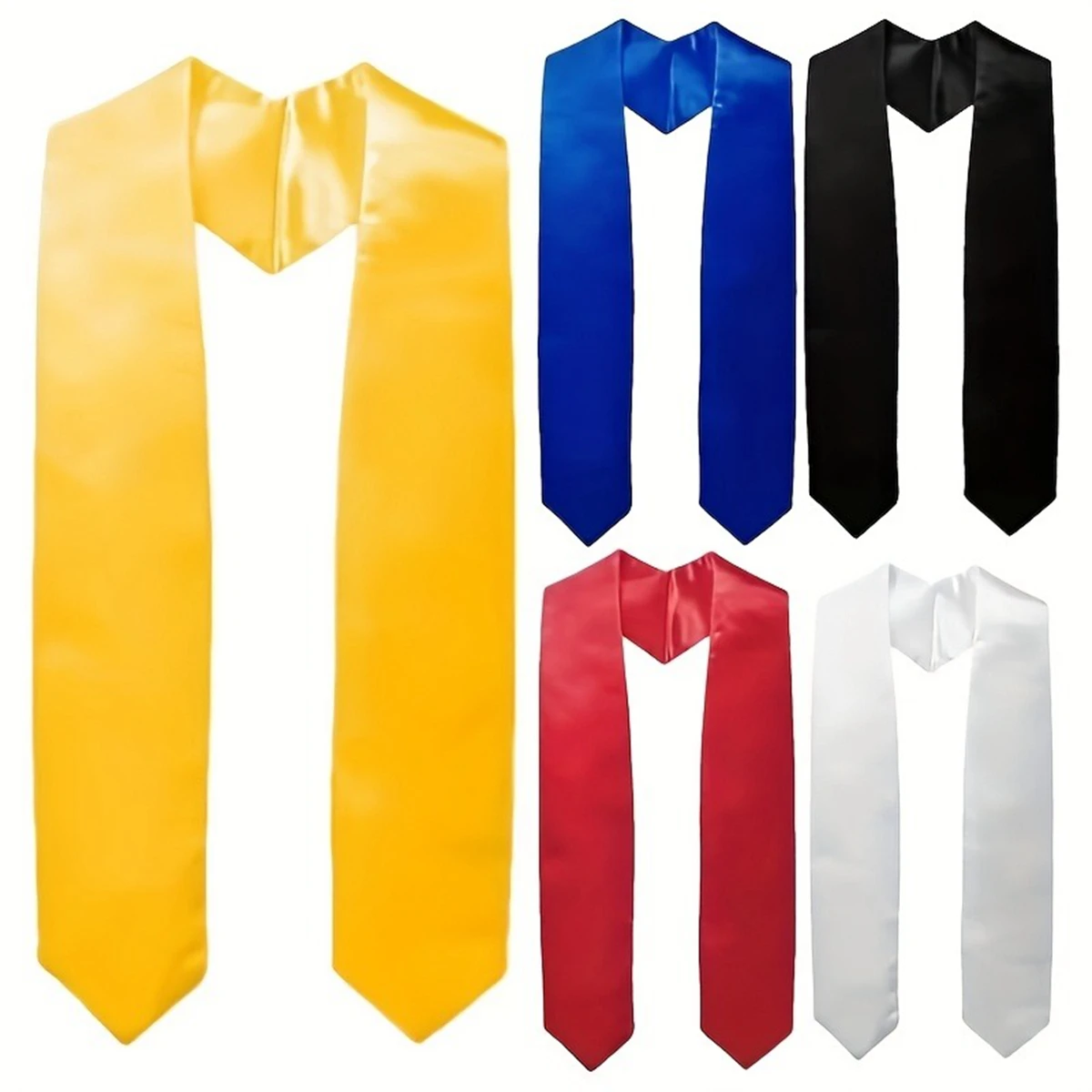 1 étole de graduation unie en satin et polyester pour cérémonie de remise des diplômes