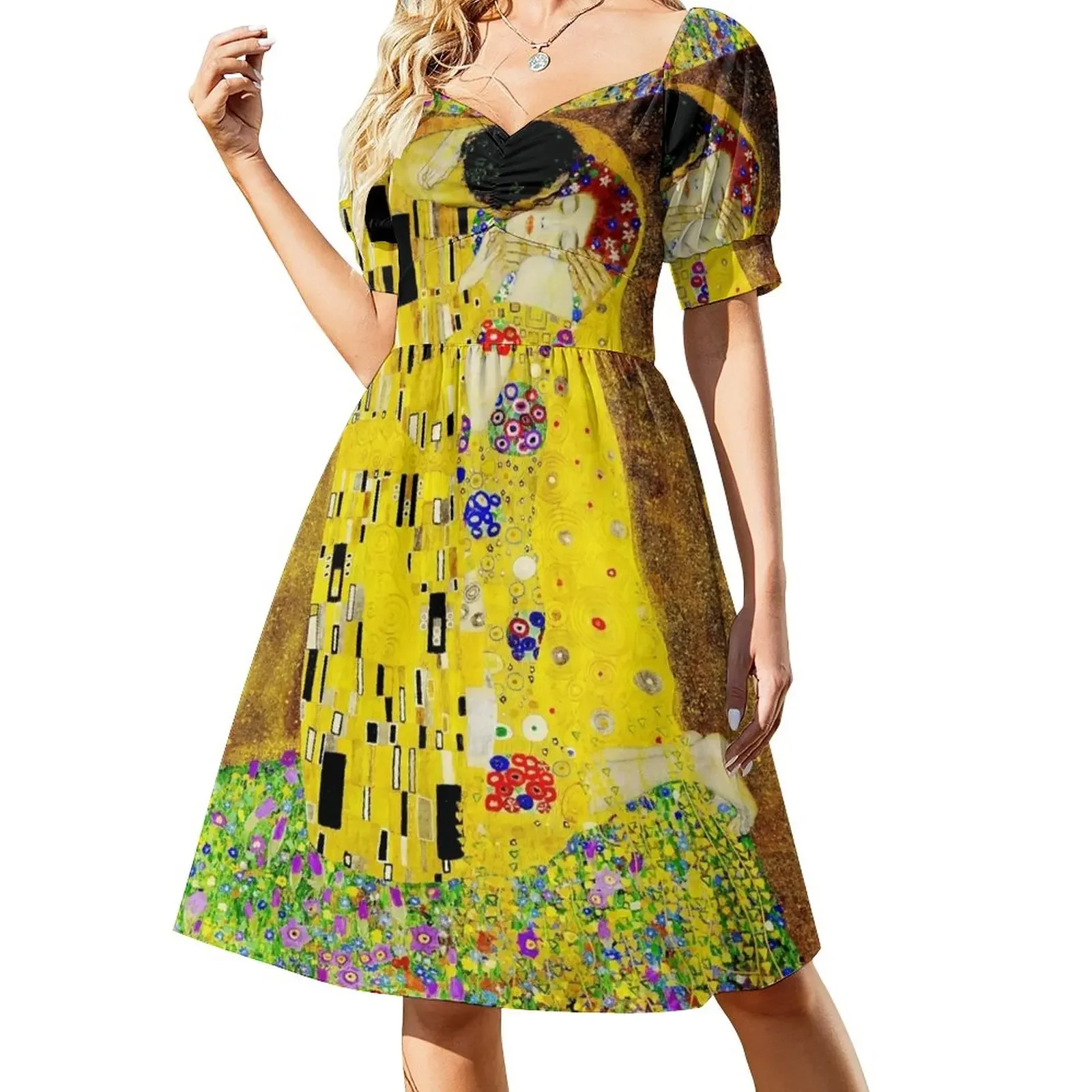 

The Kiss by Gustav Klimt|Liebespaar - The Lovers Short-Sleeved Dress dresses for womens 2025 prom dresses 2025 cute dress