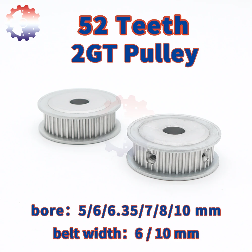

52 зуба 2GT Зубчатый шкив 52T 2M Синхронное колесо 52 зубьев 2GT Ширина ремня шкива 6/10 мм GT2 Зубчатый шкив 3D-принтер Запчасти с ЧПУ