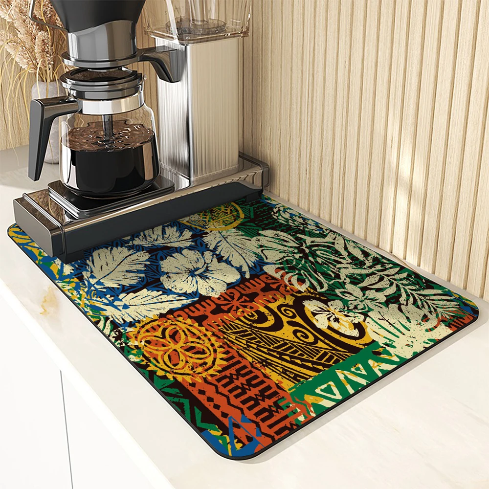 Kitchen Drying Mat Paisley Dry Coffee Mat Absorbent  Placemat Anti Slip Table Cup Drying Mats Table Decoration Accessories