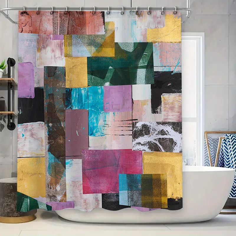 

Абстрактные красочные произведения искусства, набор занавесок для душа для декора ванной комнаты, современный дизайн, водостойкая ткань, различные варианты размеров Availa