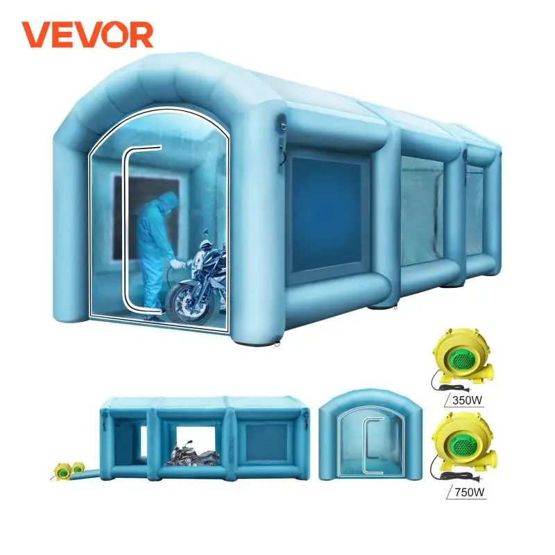 VEVOR Inflatable Paint Booth 20x10x8.2 ft Large Spray Booth Car Parking Painting Tent with 750W+350W 2 Blowers Air Filter System