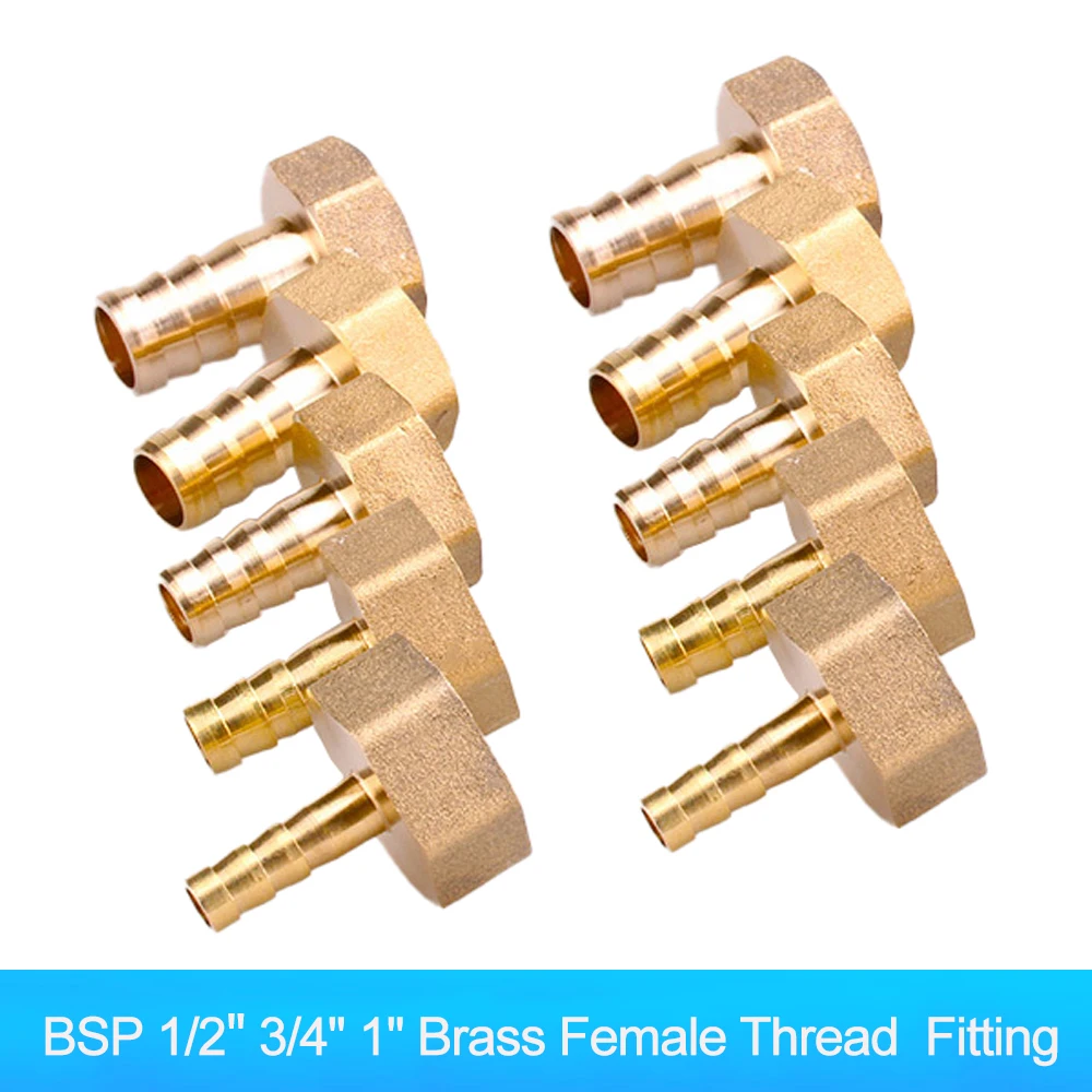 

BSP 1/2" 3/4" 1" Brass Female Thread Hose Fitting 6/8/10/12/14/16/19/25/32mm Copper Barb Tail Fittings Pipe Fitting Connectors