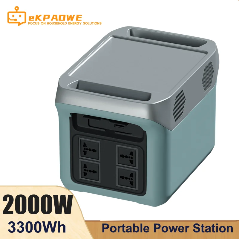 Portable Household Energy Storage 2000W 3300Wh Large Capacity Charging Station Outdoor Camping Emergency Energy Storage Heating