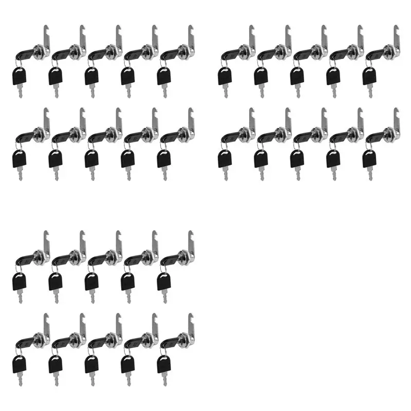 

Замок B27B, 30 шт., металлический цилиндровый замок для шкафчиков, ящиков, почтовых ящиков, с ключами, 16 мм