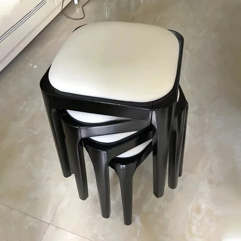 Solid wood stool can be stacked simple modern soft bag leather dining stool