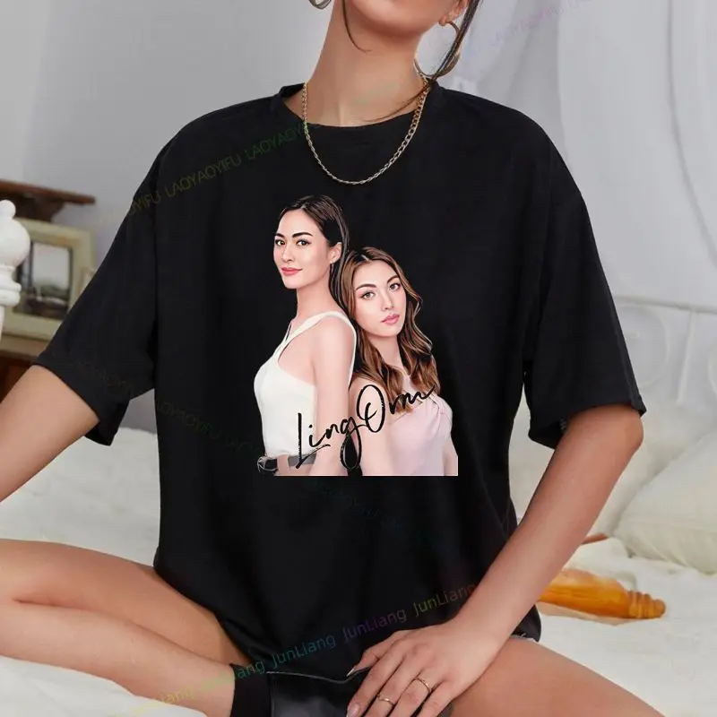 2025 الدراما التايلاندية سرنا LingOrm نفس الحروف مطبوعة قصيرة الأكمام تي شيرت عصري Ling Sirilak Kwong Orm Kornnaphat #1