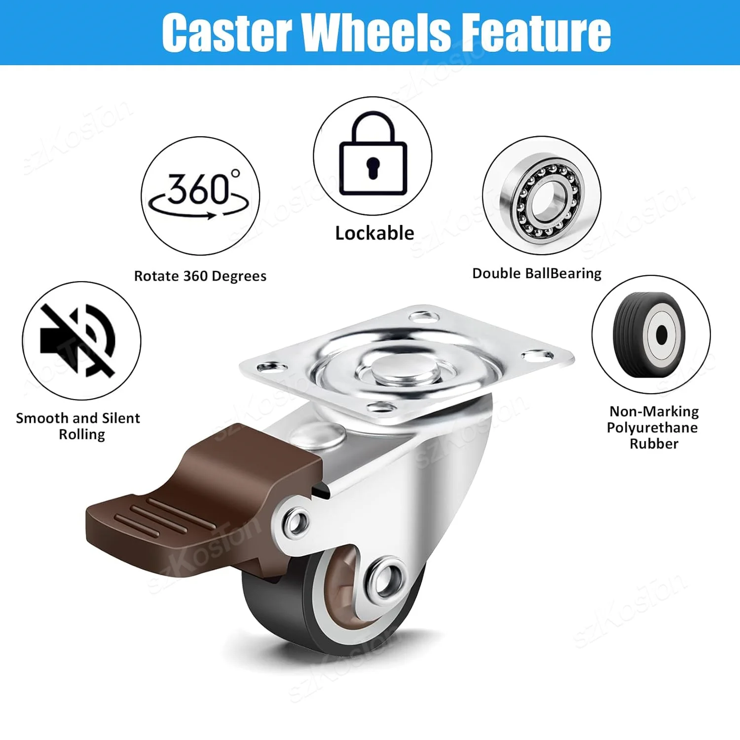 For Desk,TV Stand,Coffee Table Caster Wheels 1inch, Heavy Duty Furniture Casters Set of 4,Rubber Castors No Noise,Designed
