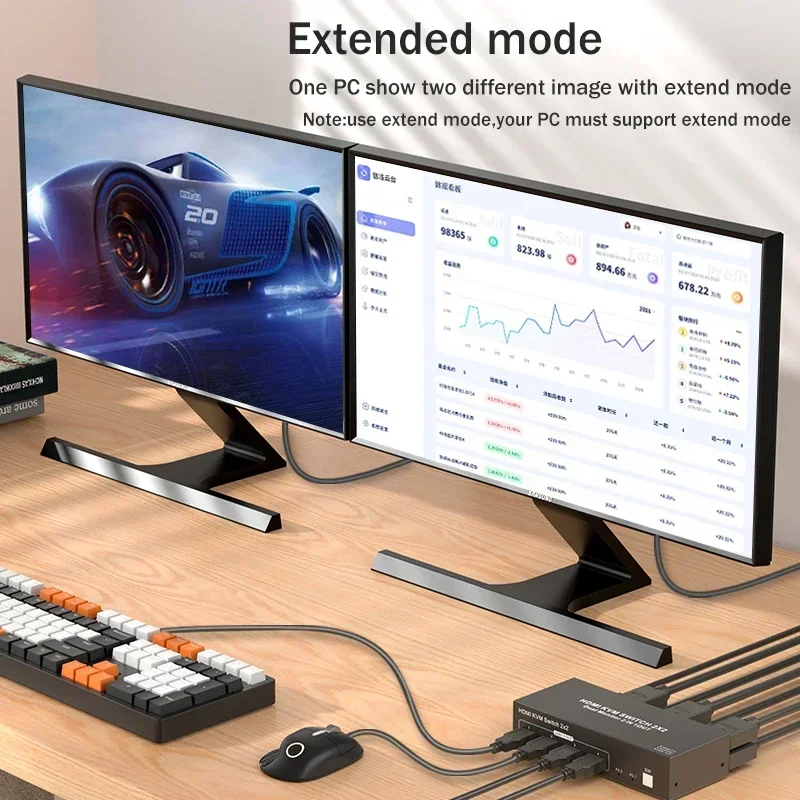 

4K 60Hz HDMI 2.0 KVM Switch 2x2 Dual Monitor HDMI DP Displayport USB 3.0 KVM Switch Extend Display for 2 PC Share Mouse Keyboard