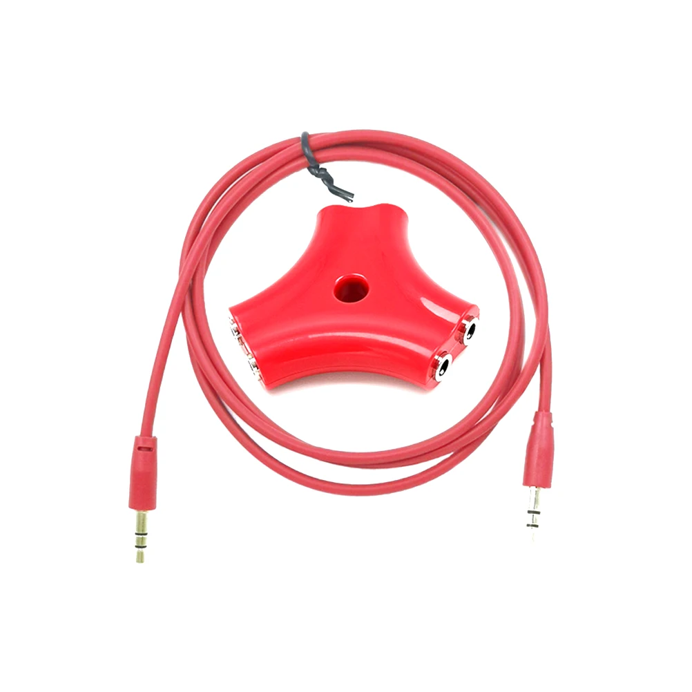 

1 to 5 3.5mm Audio Splitter Adapter Red Compact Design with 1M Male to Male Cable for Classroom Or Travel Use