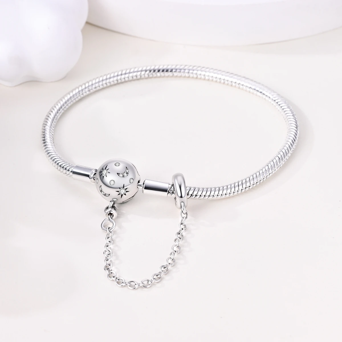 925 Sterling Silber Original Schlangenkette Herzverschluss Perlen-Sicherheitskette Armbänder Passend für Charms DIY Schmuck für Frauen – Detail 32
