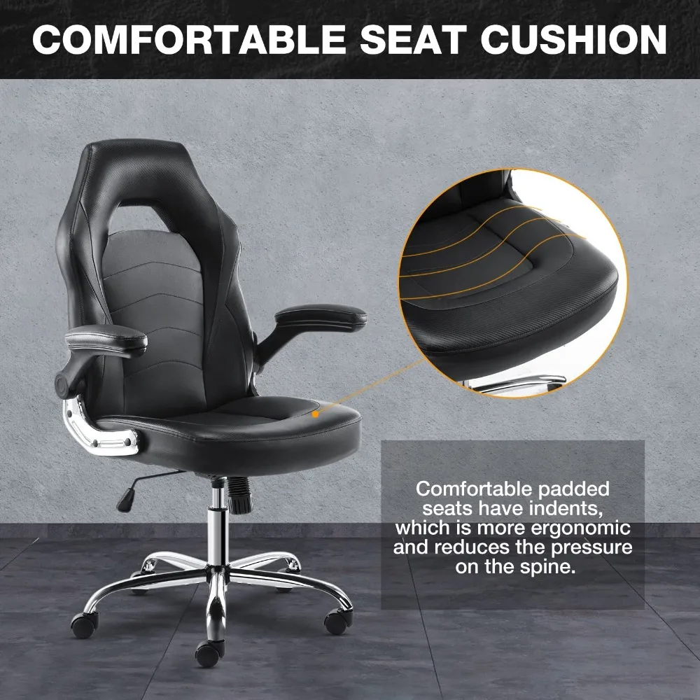 Silla ergonómica de cuero con reposabrazos abatible, sillón de escritorio para ordenador de oficina, novedad de 2023