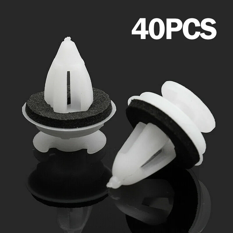Clip Car Clips Washers Car Clips with Washers Parts Plastic White 40pcs/set Door Panel Replacement Trim Clips New