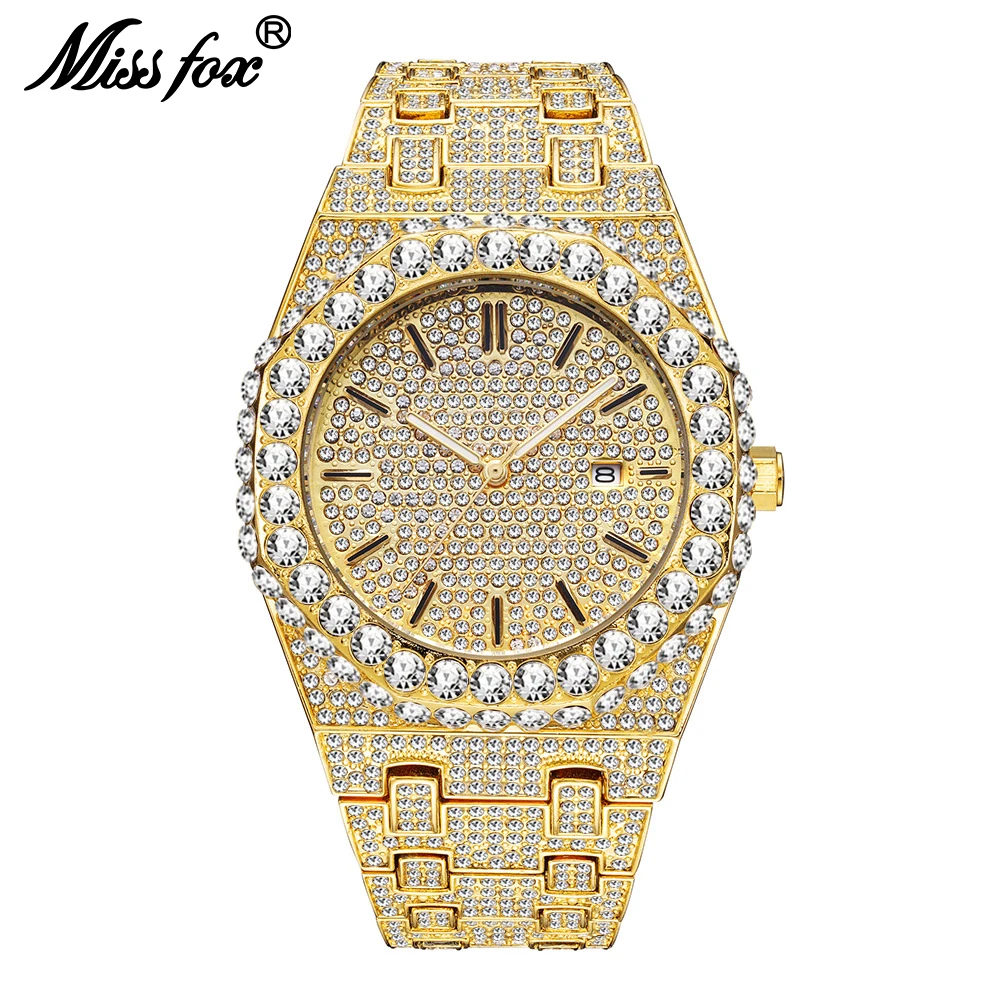 Brand Men\'s Watch High-end Luxury Full Diamond Quartz Watches Personalized Iced Out Luminous Relogio Masculino Wristwatch Gift