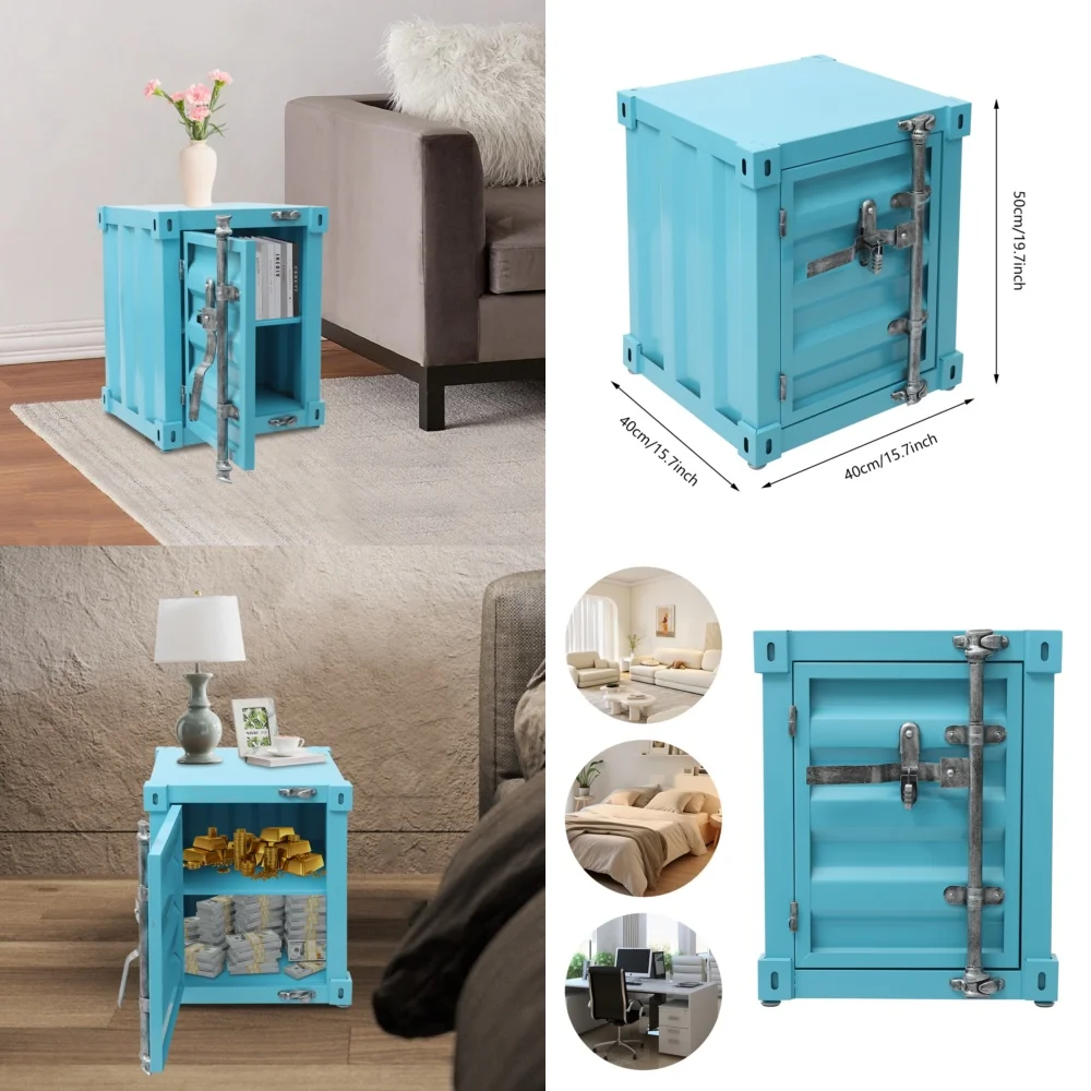 

Café TablesIndustrial Chic Side Table with Storage Locker Perfect for Bedroom or Living Room Use Modern Coffee Table Design