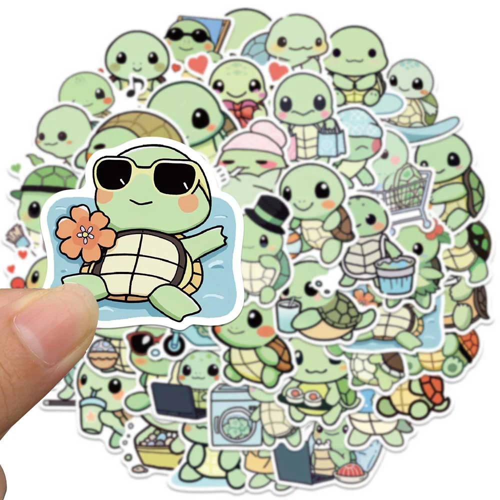 

10/30/50pcs Cute Cartoon Green Silly Turtle Stickers Funny Graffiti Sticker Water Bottle Suitcase Phone Decals for Kids Toy Gift