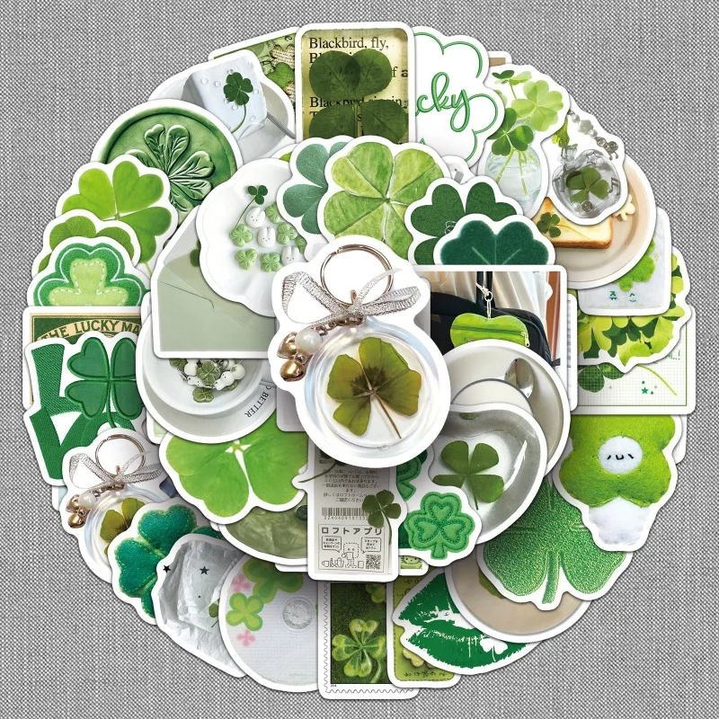 

50 шт., наклейки Lucky Four Leaf Clover, виниловые наклейки с рисунком каракулей «сделай сам», чехол для телефона, ноутбук, журнал, скрапбук, эстетический корейский