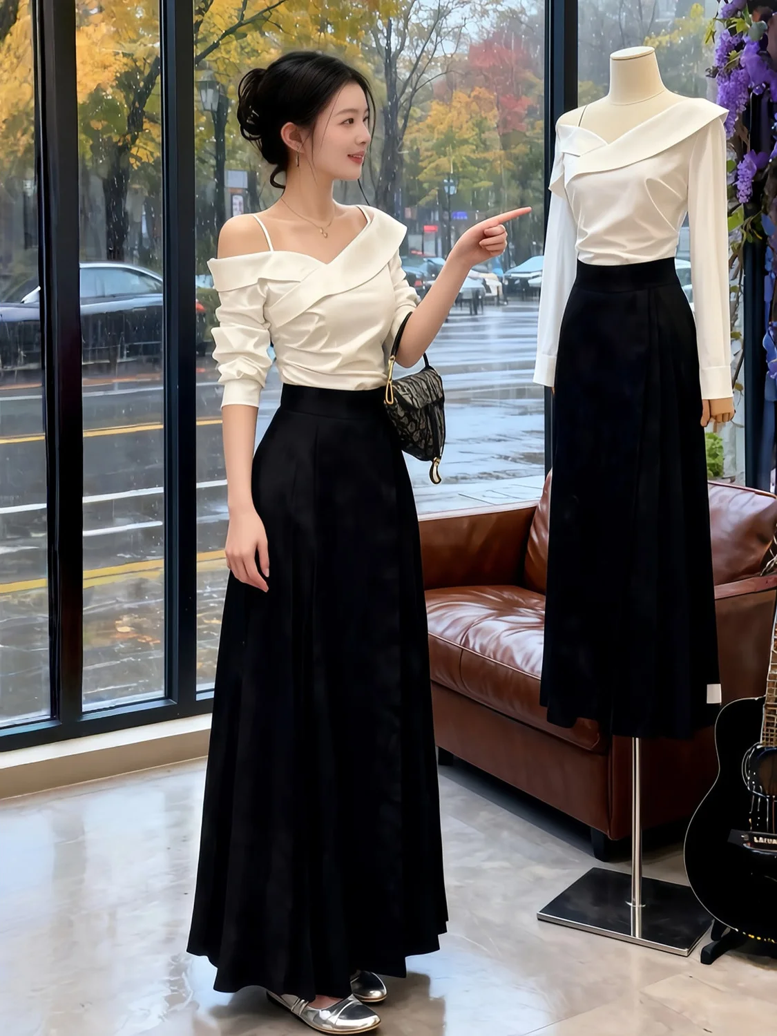 

Новинка весенней коллекции: Корейский белый сексуальный топ с открытыми плечами и длинными рукавами для женщин, базовый топ-майка премиум-класса с перекрестными бретелями