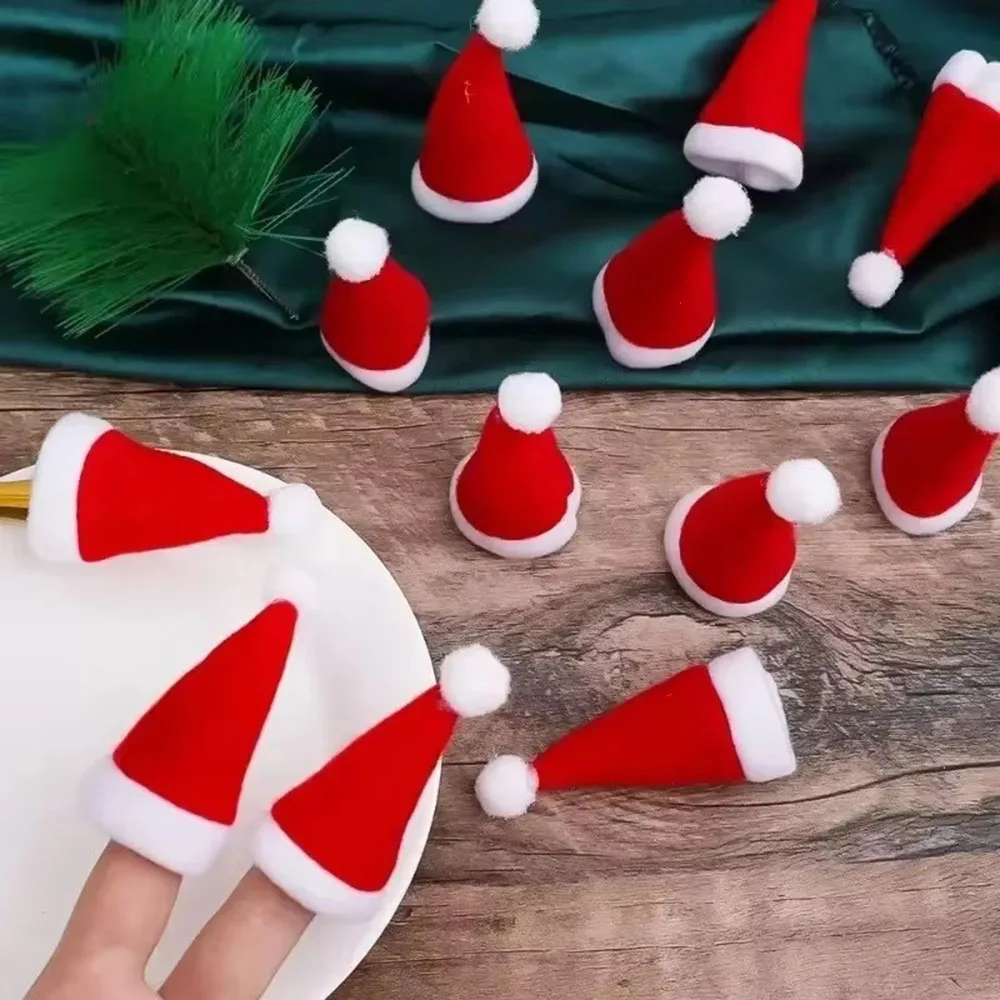 Mini Santa Hat Wine Bottle Covers for Bottle Xmas Decor Christmas Holiday Home Dinner Table Christmas Hats Party Decora Supplies