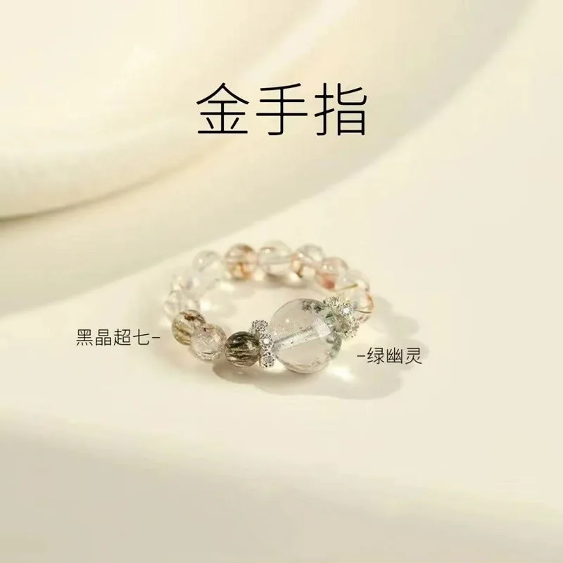 Natural Green Phantom Crystal Ring Elegant Design Unisex Premium Quality Exquisite Fine Superb Top Gorgeous Luxury Jewelry Gift