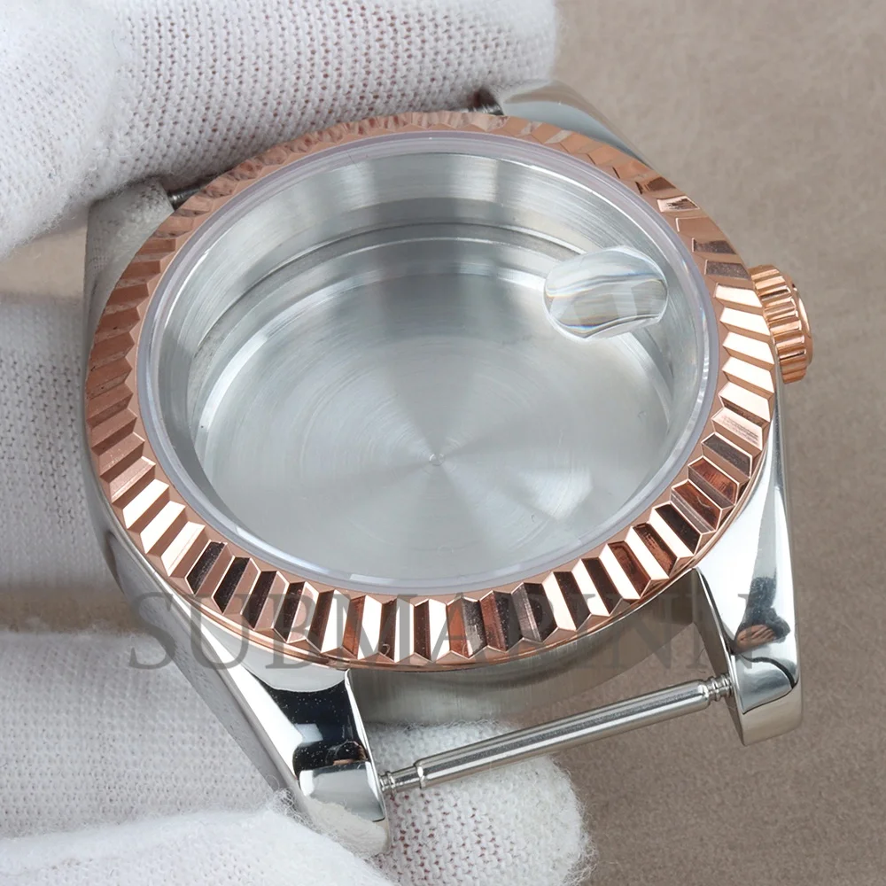 36/39mm NH35 Watch Case Fluted Bezel Sapphire Glass 316L Stainless Steel For Datejust NH35 NH36 Movement 28.5mm Dial Waterproof