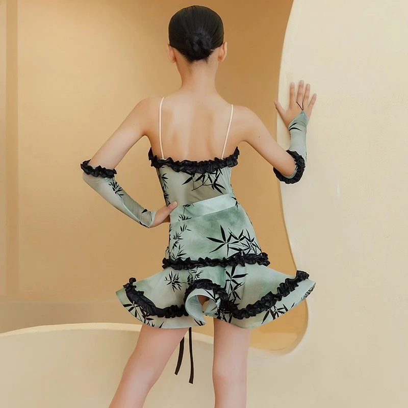 Costumes de danse de style chinois, vêtements d'entraînement à bretelles pour danse latine, costumes de performance cheongsam professionnels amincissants