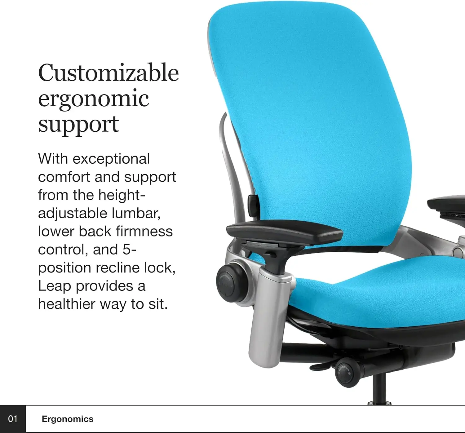 Steelcase Leap Office Chair - Ergonomic Work Chair With Wheels For Carpet Flooring - Work Chair Supports Unique Body Shape -