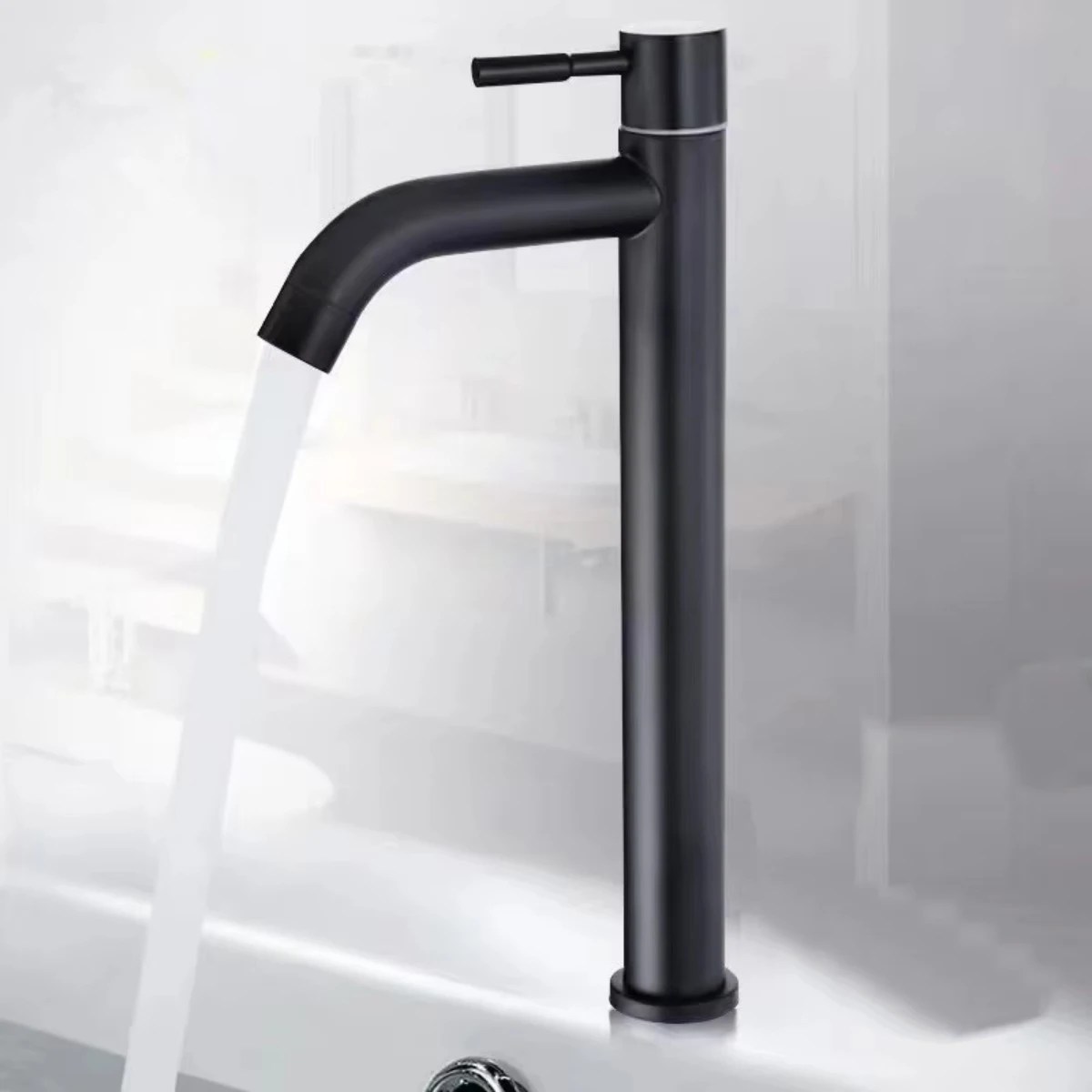 Stainless Steel Quick Open Heighten Single Cold Kitchen Sink Faucet Bathroom Counter Basin Tap