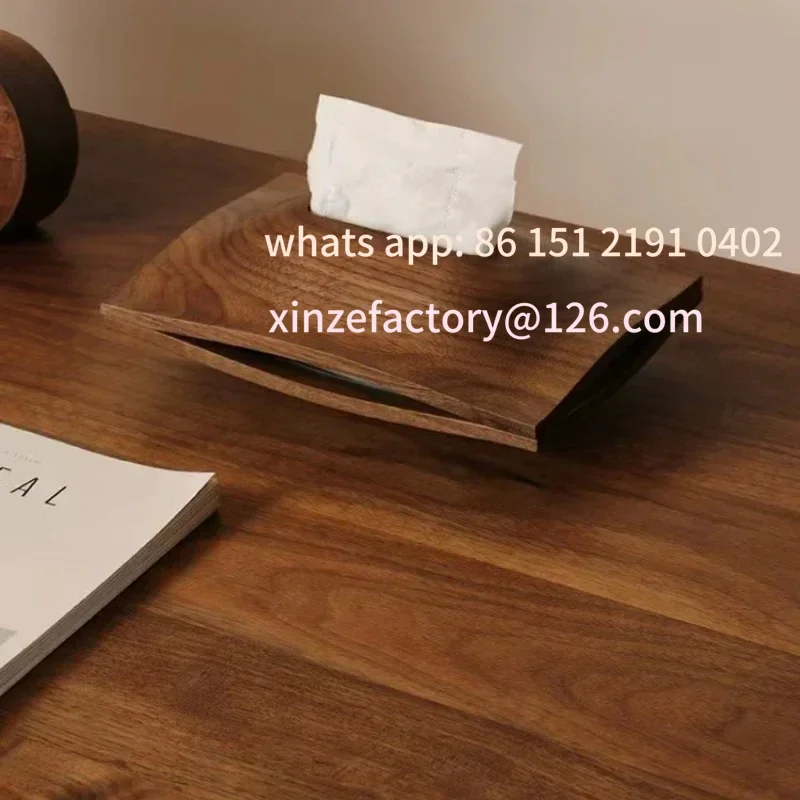 

Customizable Solid Wood Desktop Tissue Box Living Room Household Black Walnut Paper Box