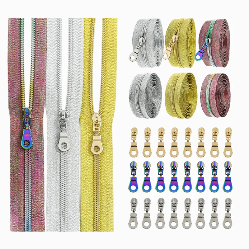 

2/5/10Meters Meetee 5# Nylon Zipper +Zip Puller Clothing Decor Zips Bag Pocket Sealing Zippers Repair Kit DIY Sewing Accessories