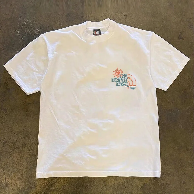 

Sunflower Printed T-shirt Fashion Brand New Summer Men's and Women's Short-sleeved Heavy Cotton Round Neck Half-sleeved Top