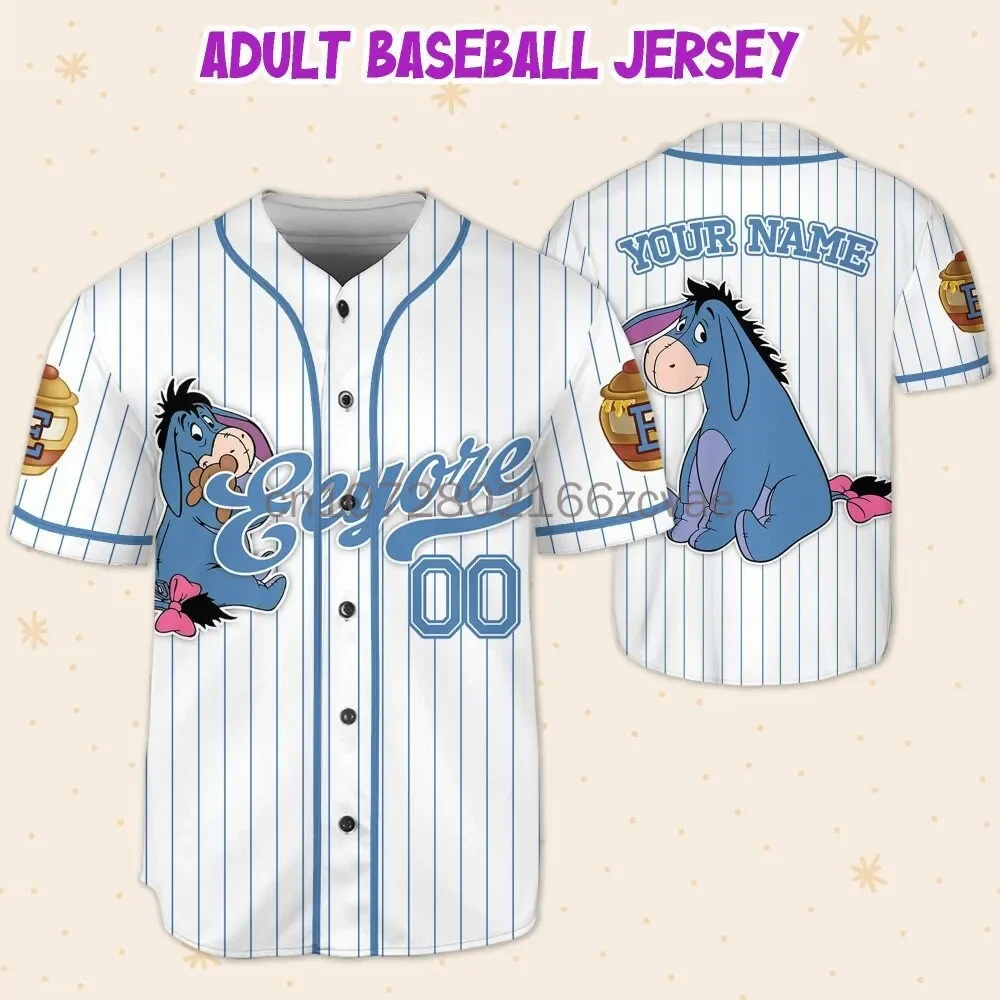 Winnie the Pooh Eeyore Baseball Jersey Mickey And Friends Baseball Season Outfit For Baseball Fans Disney Baseball Jersey