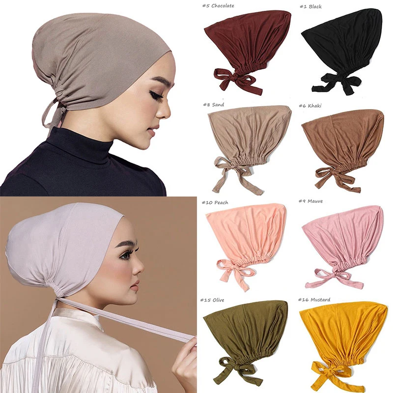 

Ramadan Soft Modal Muslim Turban Hat Inner Hijab Caps Islamic Underscarf Muslim Women Turbans Head For Woman Headwrap Hijabs Cap