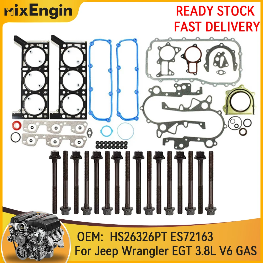 Engine Cylinder Head Full Gasket Set Bolts Kit Fit 3.8 L 12V For Jeep Wrangler EGT 3.8L V6 GAS 2007-2011 HS26326PT ES72163