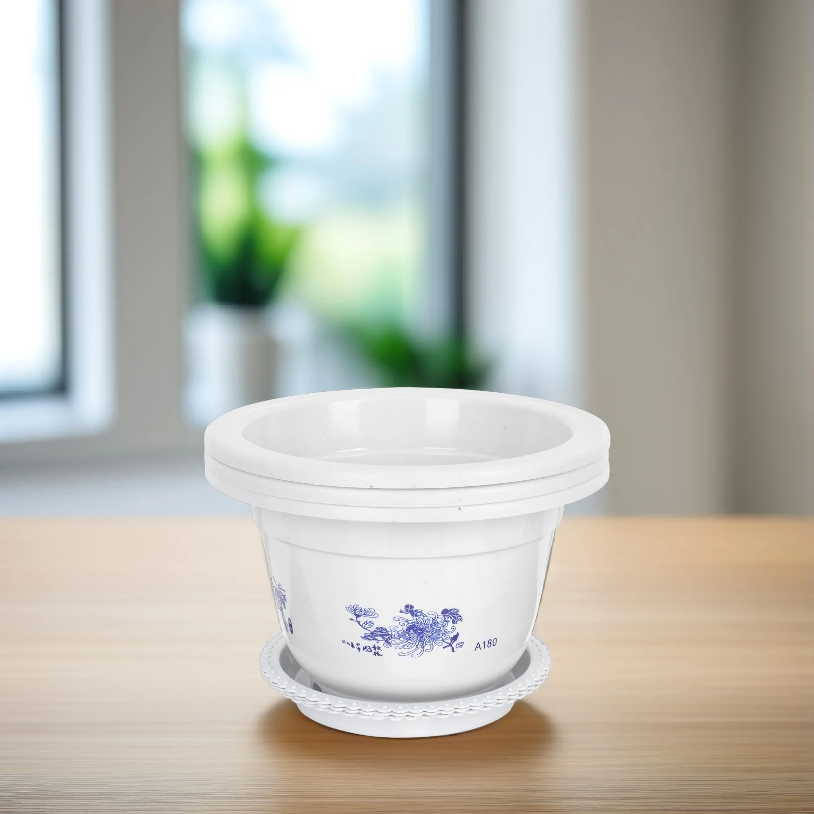 3 قطعة وعاء النباتات الخضراء المستديرة أصيص زهور بلاستيكي مع ثقب الصرف خفيفة الوزن شرفة زارع للمنزل حديقة مكتب عصاري #2