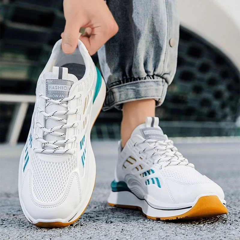 

Мужская спортивная обувь с мягкой стелькой и сетчатым верхом, дышащие кроссовки для бега по акции, дешевые жидкостные широкие мужские повседневные кроссовки