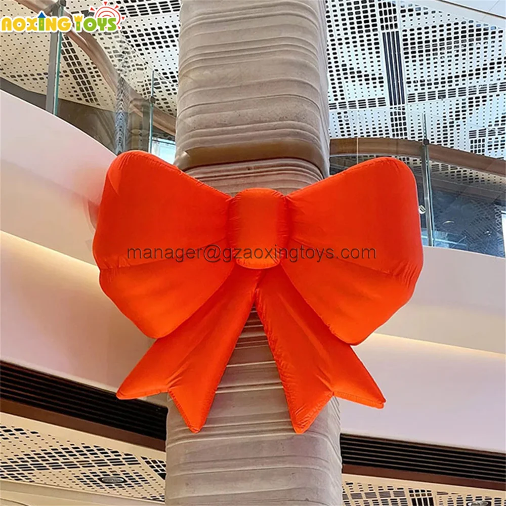 Outdoor Giant Inflatable Red Bow With LED Light For Balcony Advertising Decoration Stage Party Events