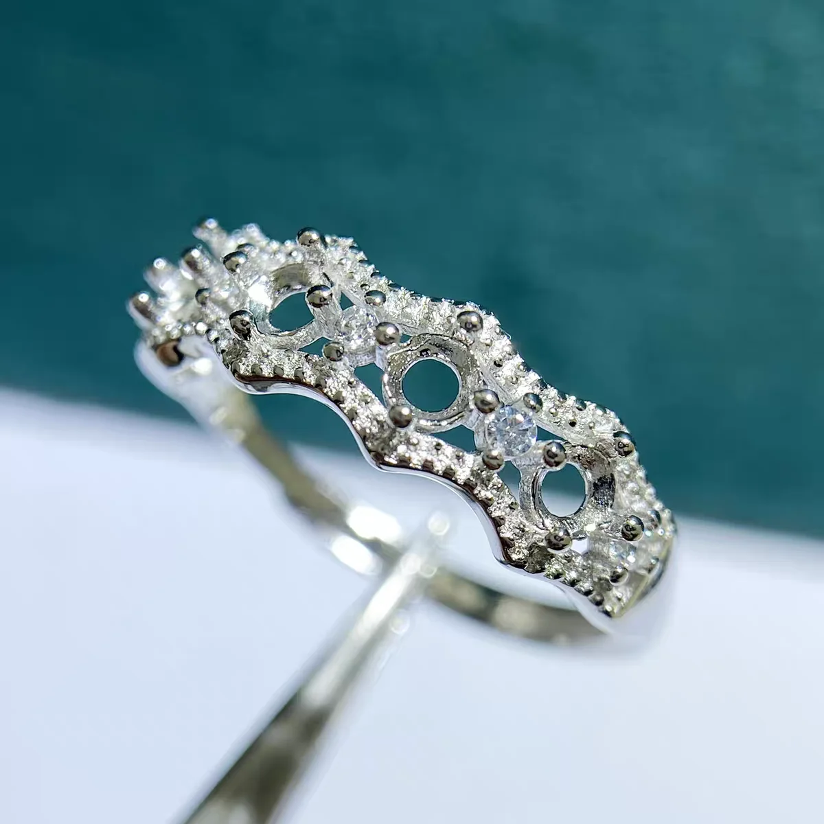 

MeiBaPJ 7mm Round Stone 925 Sterling Silver Pearl Ring Holder DIY Empty Support for Women Fine Charm Jewelry