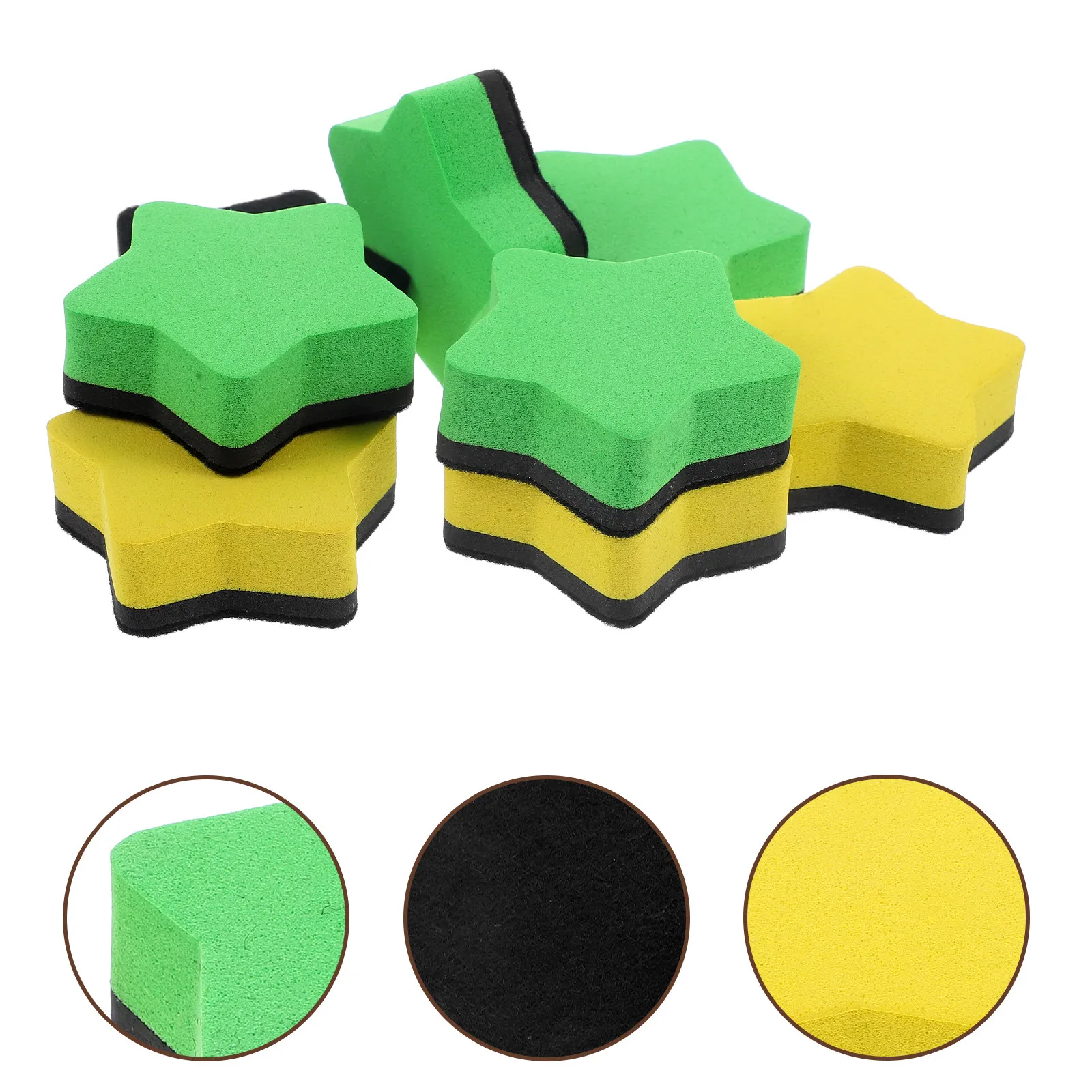 

8pcs Magnetic Whiteboard Eraser EVA Felt Cartoon Star Yellow Green Dry Erase Board Cleaning Tools Classroom Supplies