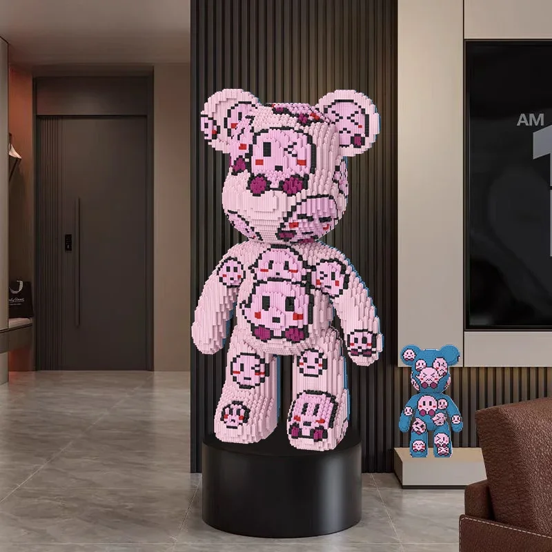 

60Cm Front and Rear Two-color Dumbfounded Bear Building Block Bear Puzzle Assembly Children's Toys Adult Gifts Tide Play Puzzle
