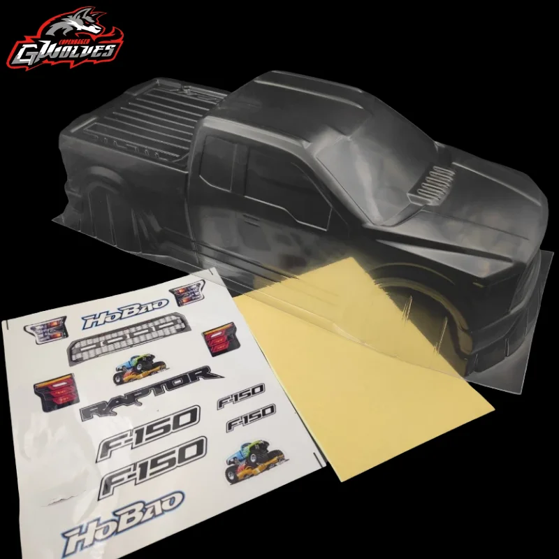 Wysokiej jakości 1/8 RC PC F150 Raptor obudowa 313mm rozstaw osi dla HOBAO OP-0125N RC Monster Truck Crawler Scale MTX FLUX MT410 — zdjęcie 6