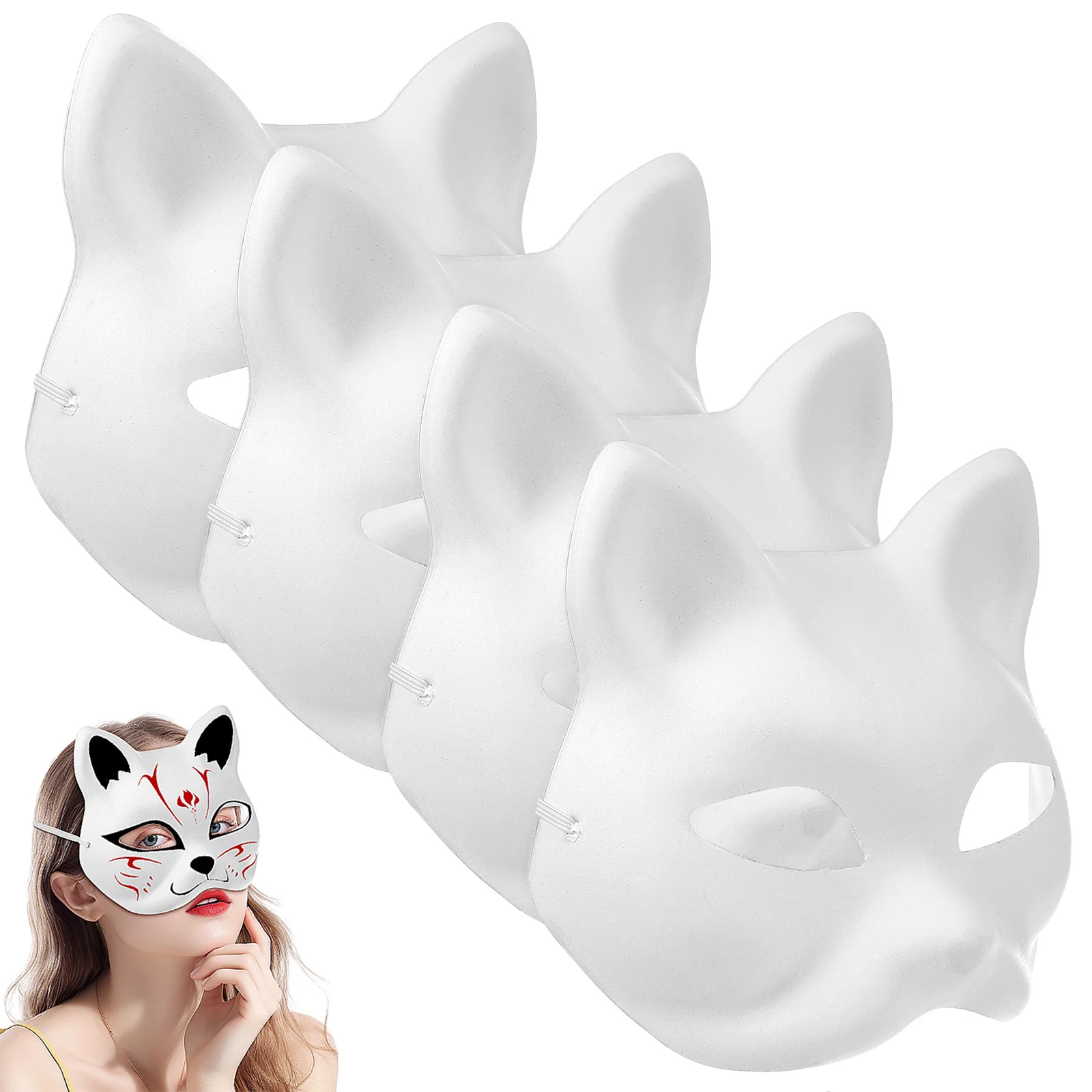 5Pcs Cat Face Paper Masks Blank DIY to Paint for Masquerade Cosplay Animal Masks Halloween Party Craft Blanks Craft Blanks