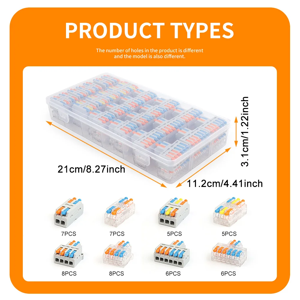 52-teiliges Set Hebel-Typ Schnellverbinder 2/3/4/6 Port Anschlussklemme 0,08-4,0mm² 32A 250V Elektrische Kabelverbinder – Detail 7