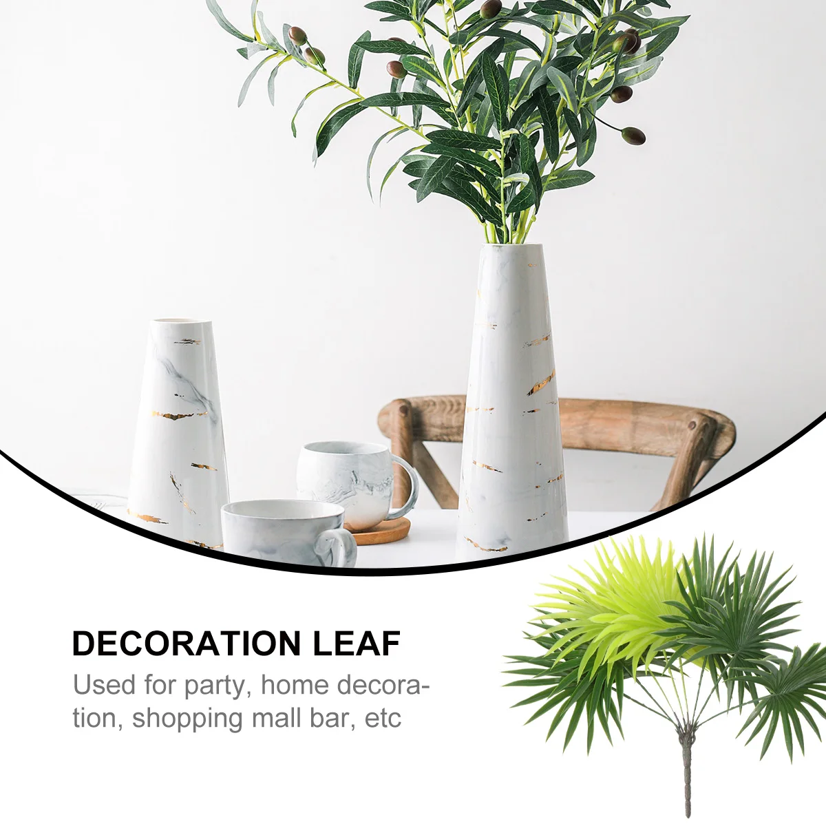 

Simulation Plant Ornament Fake Palm Leaf Green Yellow Eco-Friendly No Harm to Health Perfect for Home Office Decor Gift