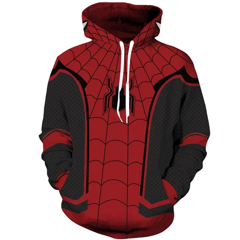 Miniso كوميكس خارقة القرمزي الرجل العنكبوت ثلاثية الأبعاد الطباعة الرقمية رقيقة هوديي البلوز البلوز طويلة الأكمام معطف الربيع والصيف