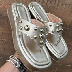 Plus Size Platform Sandals for Ladies Summer New Square Toe Casual Fashion Flip-flops Ladies Shoes  Chanclas Mujer