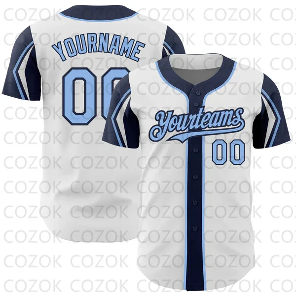 Unisex personalizado branco série padrão Baseball Jersey, 3D impresso camisa, equipe camisas, Hip Hop Tops, homens e mulheres